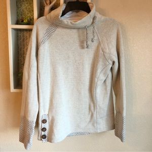 Prana Lucia Wool Blend Sweater Mock Neck Gray Large